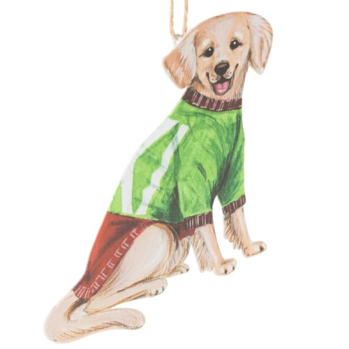 Weihnachtsanhänger Hund 2er-Set 12cm Metall mit Naturfaser | Floristik24.at