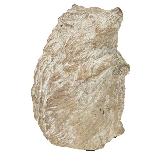 Igel Herbstdeko Figur Steinguss Weiß gewaschen H14,5cm