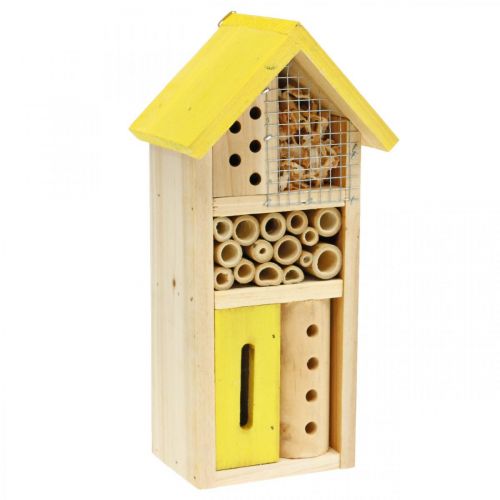 Floristik24 Insektenhotel Gelb Holz Insektenhaus Garten Nistkasten H26cm