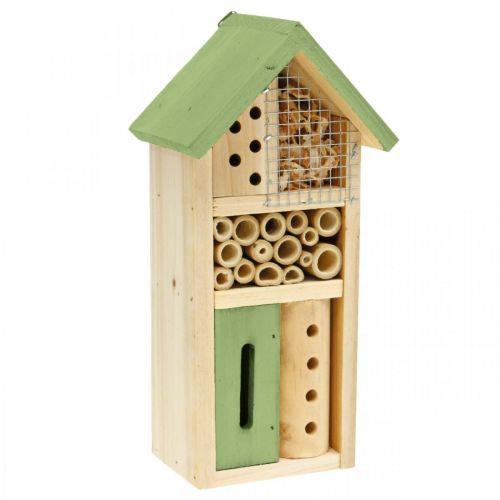 Floristik24 Insektenhotel Grün Holz Nisthilfe Garten Insektenhaus H26cm