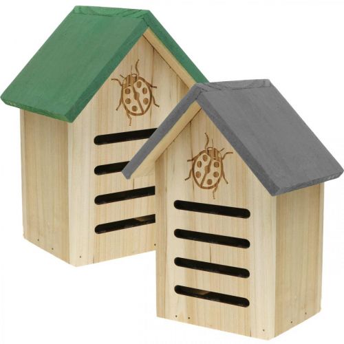 Floristik24 Insektenhotel Holz, Insektenhaus Garten Marienkäfer H21,5cm