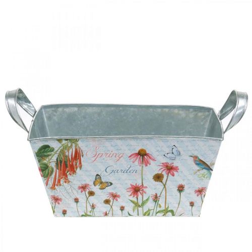 Floristik24 Jardiniere Pflanzkasten mit Griffen Metall Blumen Frühlingsdeko 23×14×11cm