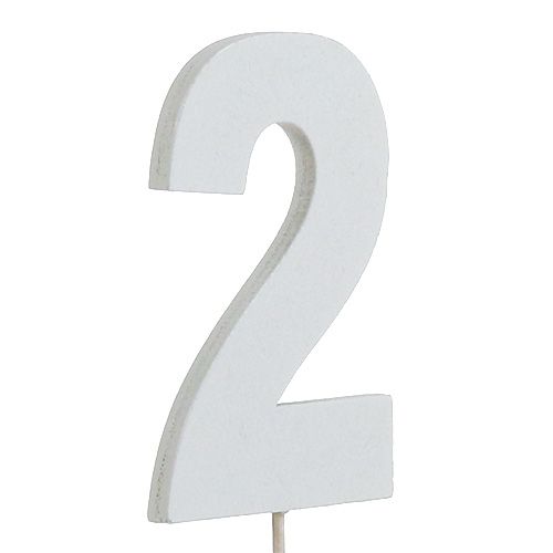 Floristik24 Jubiläumszahl „2“ am Stab Weiß L27cm 10St