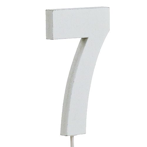 Jubiläumszahl „7" am Stab Weiß L27cm 10St