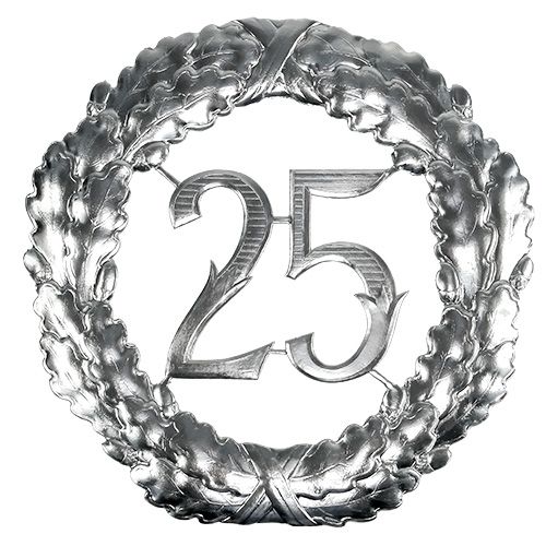 Floristik24 Jubiläumszahl 25 in Silber Ø40cm