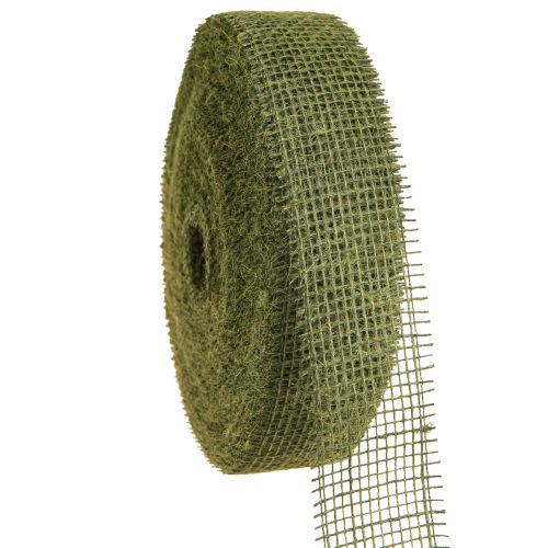 Floristik24 Juteband Gitterband Dekoband in Grün Olive 5cm 40m