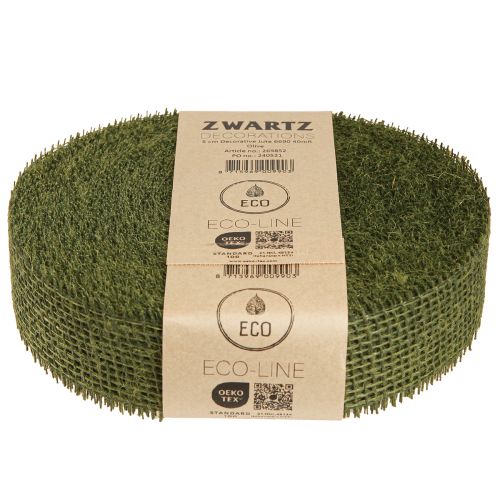 Artikel Juteband Gitterband Dekoband in Grün Olive 5cm 40m