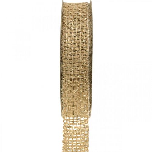 Juteband Natur, Gold Dekoband Jute Deko 25mm 10m
