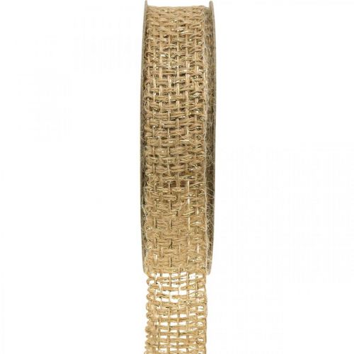 Floristik24 Juteband Natur, Gold Dekoband Jute Deko 25mm 10m