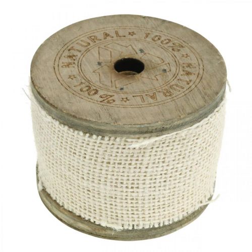 Floristik24 Natürliches Juteband, Dekoband, Naturfaser Jute Gebleicht, Weiß B45mm L3m