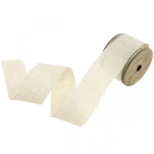 Floristik24 Natürliches Juteband, Dekoband, Naturfaser Jute Gebleicht, Weiß B45mm L3m