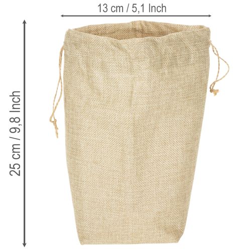Geschenktasche aus Jute 13,5×11×25cm in Naturfarben mit Kordel | Floristik24.at