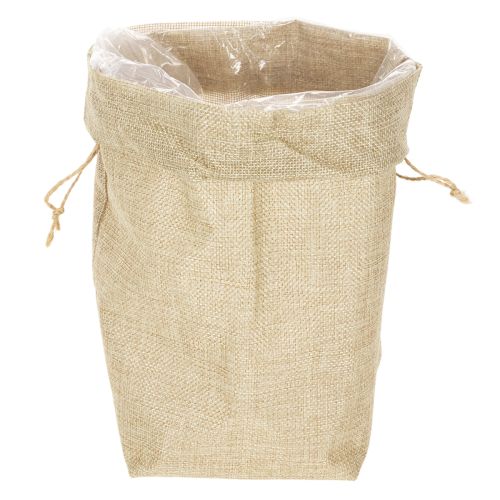 Geschenktasche aus Jute 13,5×11×25cm in Naturfarben mit Kordel | Floristik24.at