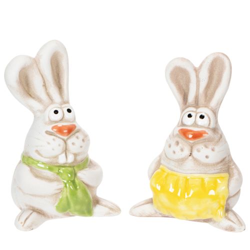 Osterhasen Figuren Handbemalte Keramik Deko Lustiges Design für Ostern dekorieren 11cm 4St