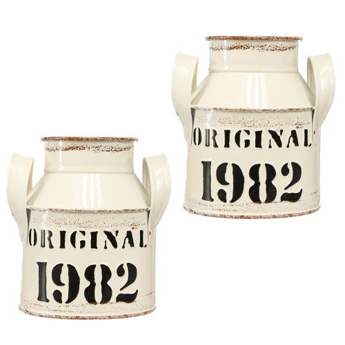 Artikel Kanne Metall Deko „Original 1982“ Creme Rost H13cm 2St