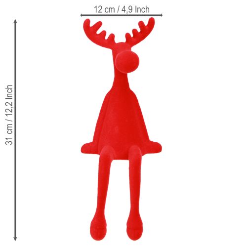 Artikel Kantenhocker Elch Deko Weihnachten beflockt 31cm Rot 3 St