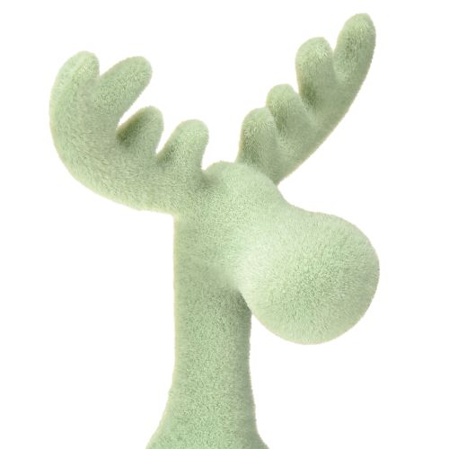 Artikel Kantenhocker Elch Deko beflockt Grün Braun Mint 31cm 3 St