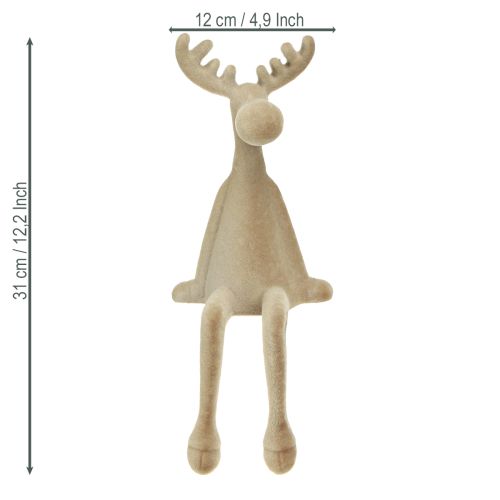 Artikel Kantenhocker Elch beflockt Kantensitzer Braun 31cm 3 St