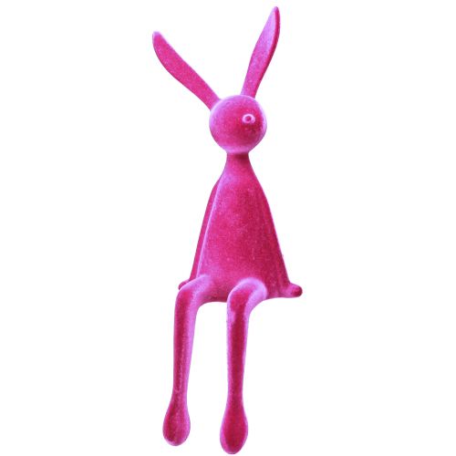 Floristik24 Kantenhocker Hase beflockt Sitzender Osterhase Pink – 2. Wahl – 56cm