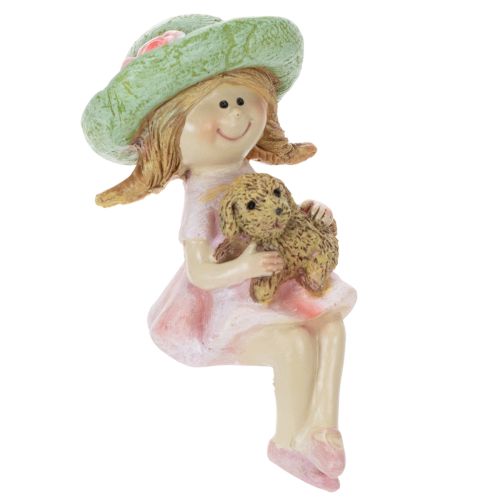 Kantenhocker Mädchen mit Hund aus Polyresin Ø4,5cm H9,5cm in Rosa und Grün bestellen | Floristik24.at