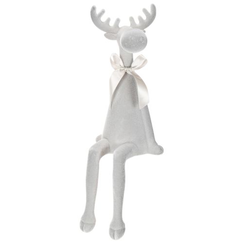 Weihnachtsfigur Rentier Kantenhocker 54cm Hellgrau beflockt bestellen | Floristik24.at
