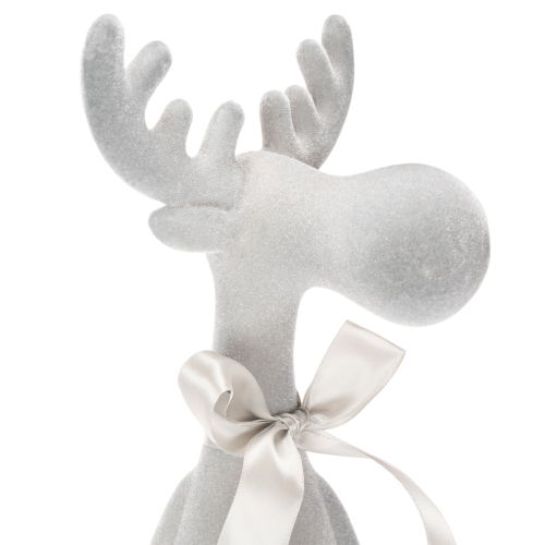 Weihnachtsfigur Rentier Kantenhocker 54cm Hellgrau beflockt | Floristik24.at