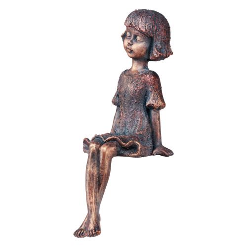 Floristik24 Kantensitzer Garten Figur Sitzendes Mädchen Bronze 52cm