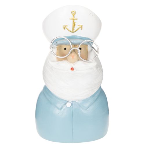 Kapitän Dekofigur aus Polyresin 16 cm Weiß-Blau mit Kapitänsmütze und Brille | Floristik24.at