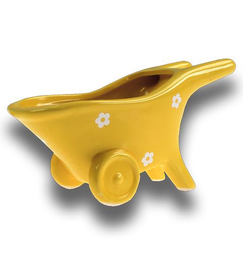 Floristik24 Keramik Schubkarre Gelb 16,5 cm