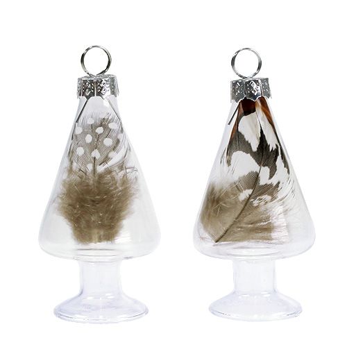 Floristik24 Kartenhalter Glas mit Feder 4cm x 8cm klar 2St