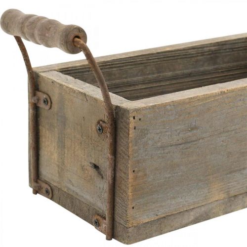 Floristik24 Pflanzgefäß, Dekokiste, Holzkasten mit Griffen, Bastelkiste Shabby Chic L25cm H10cm