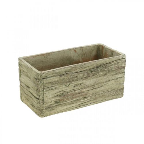 Pflanzkasten Keramik rechteckig Holz Look Braun 23×10,5cm H11cm