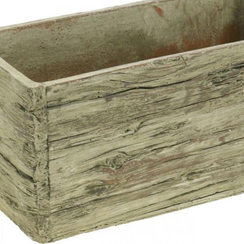 Pflanzkasten Keramik rechteckig Holz Look Braun 23×10,5cm H11cm