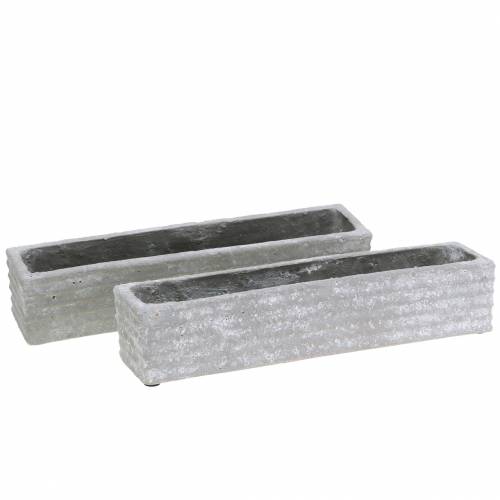 Floristik24 Pflanzkasten Beton Hellgrau 30x7cm H6,5cm 2St