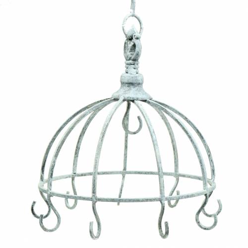 Floristik24 Küchenhänger Metallkrone Weiß Antik Ø22cm H28cm