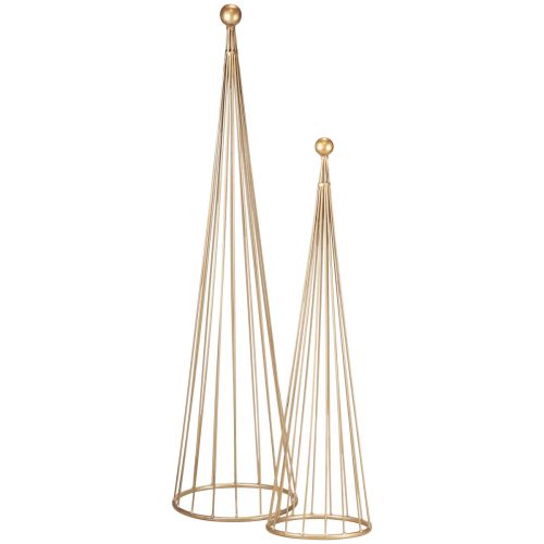 Weihnachtsbaum Metall Deko Gold Kegel H62/83cm 2er-Set