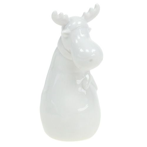 Floristik24 Keramik Figur Elch 12,5cm Weiß 2St