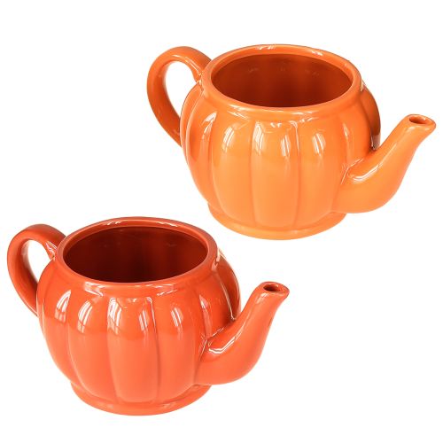 Floristik24 Keramik Übertopf Teekanne Orange sortiert 21,5×13×10cm 2 St