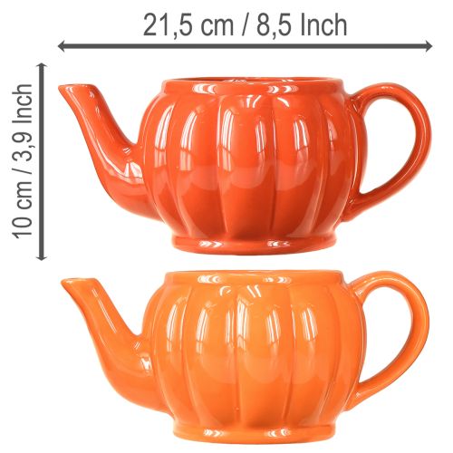 Floristik24 Keramik Übertopf Teekanne Orange sortiert 21,5×13×10cm 2 St