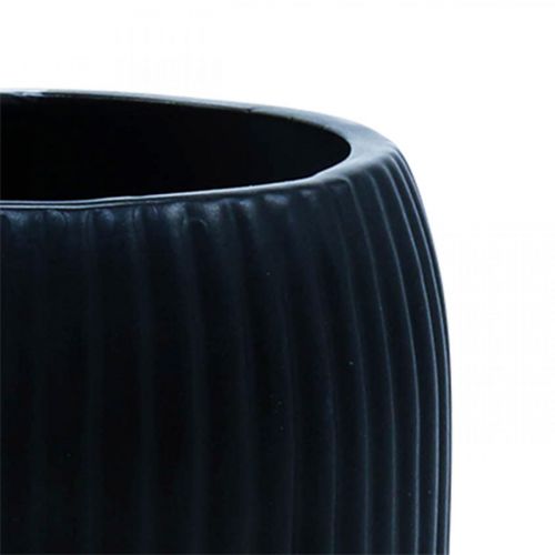 Artikel Keramik Vase mit Rillen Schwarz Keramikvase Ø13cm H20cm