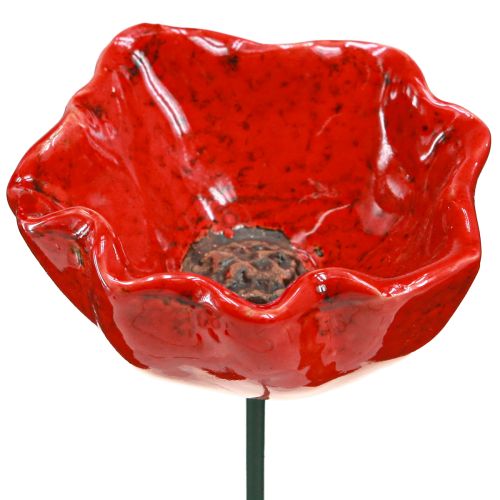 Floristik24 Keramikblumen Mohnblume Deko Blumenstecker Rot 6,5cm 4 St
