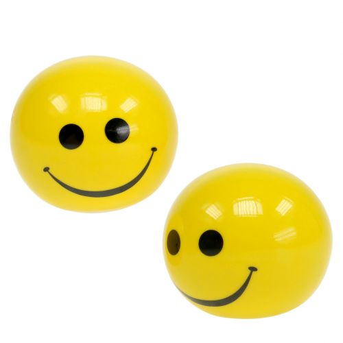 Floristik24 Keramikkugel mit Emoticon&reg;Gelb Ø5cm H4,5cm 6St