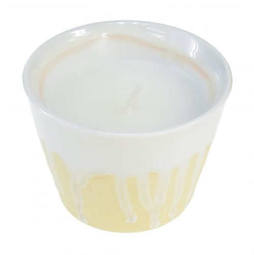 Citronella Kerze im Topf Keramik Gelb Creme Ø8,5cm