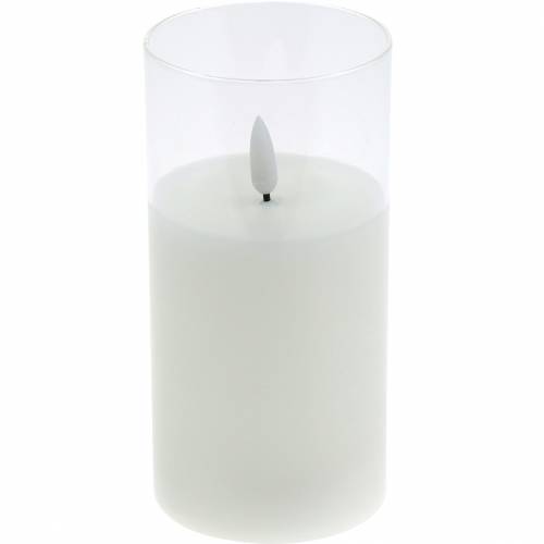 Artikel LED-Kerze im Glas Echtwachs Weiß Ø7,5cm H10cm