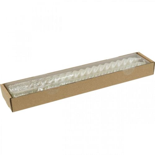 Floristik24 Spitzkerzen Gedrehte Kerzen Spiralkerzen Creme 24cm 2St