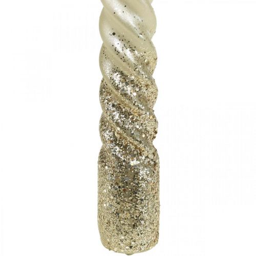 Floristik24 Spitzkerzen Gedrehte Kerzen Spiralkerzen Creme 24cm 2St