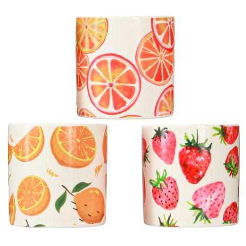 Artikel Kerzen Outdoor Keramik Topf Citronella Frucht H7cm 3St