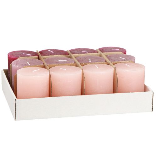 Artikel Kerzen Rosa Berry Stumpenkerzen 3 Farben 60x80mm 12 St