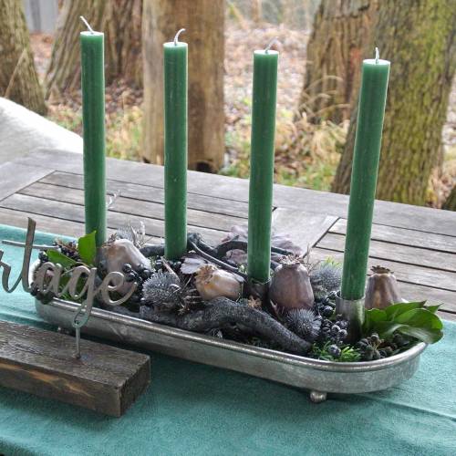 Floristik24 Kerzen-Tablett oval für 4 Kerzen Antik Silbern Metall  40×17cm