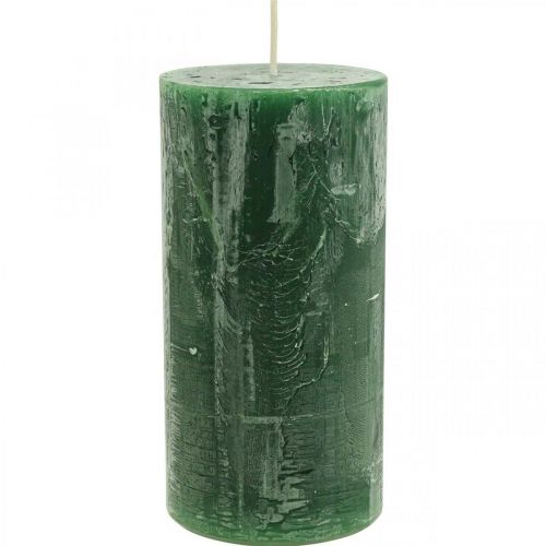 Floristik24 Durchgefärbte Kerzen Dunkelgrün Stumpenkerzen 70×140mm 4 St